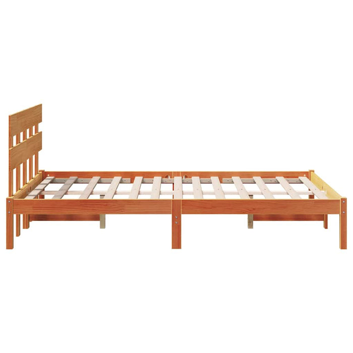 Cadru de pat cu headboard Maro 135 x 190 cm Lemn masiv de pin WALTI