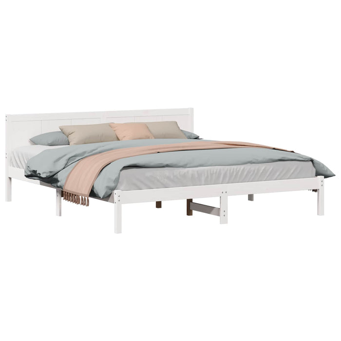 Cadru de pat Alb 200 x 200 cm Lemn masiv de pin - WALTI WALTI
