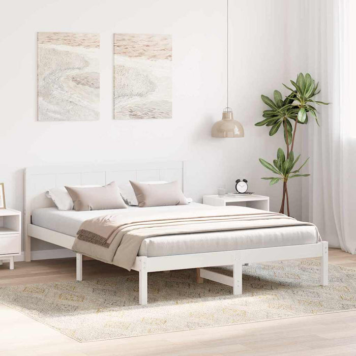 Cadru de pat Alb 140 x 200 cm Lemn masiv de pin WALTI
