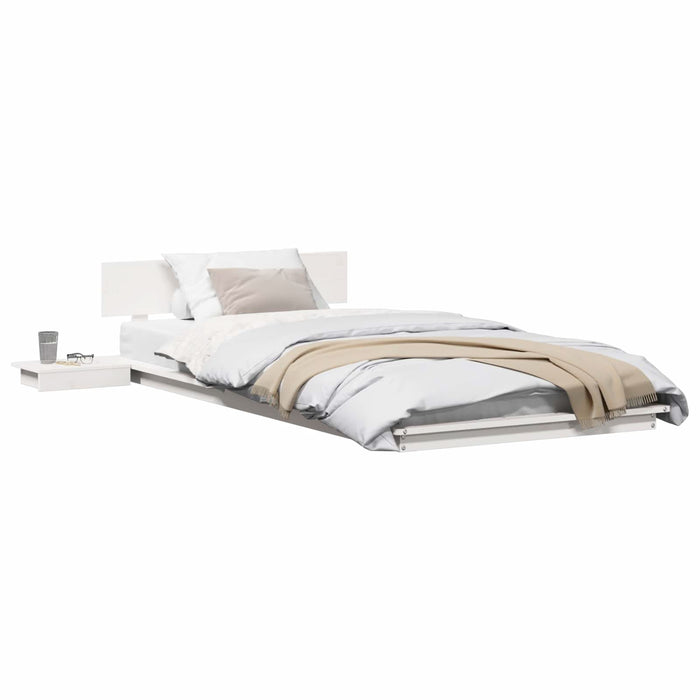 Cadru de pat cu headboard cu depozitare Alb 100 x 200 cm lemn - WALTI WALTI