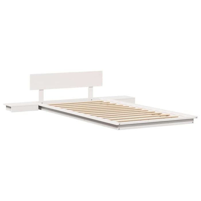 Cadru de pat cu headboard cu depozitare Alb 100 x 200 cm lemn - WALTI WALTI