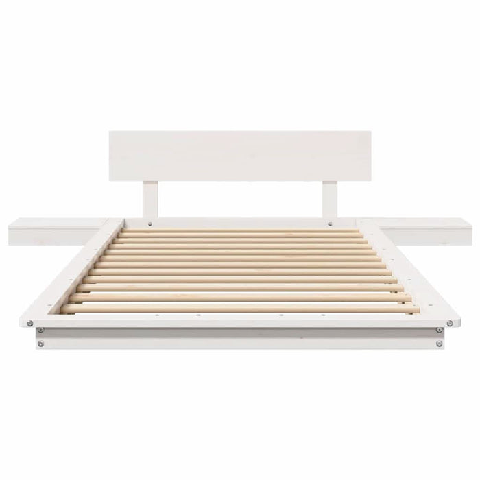 Cadru de pat cu headboard cu depozitare Alb 100 x 200 cm lemn - WALTI WALTI