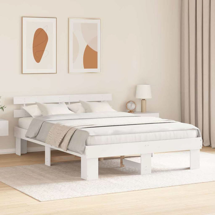 Cadru de pat cu headboard Alb 150 x 200 cm - WALTI WALTI