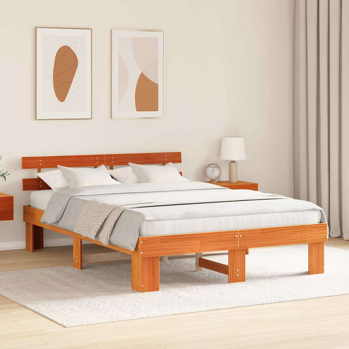 Cadru de pat cu headboard Maro 150 x 200 cm Lemn masiv de pin - WALTI WALTI