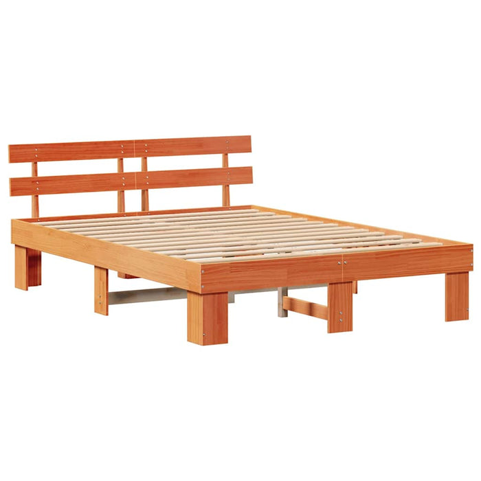 Cadru de pat cu headboard Maro 150 x 200 cm Lemn masiv de pin - WALTI WALTI