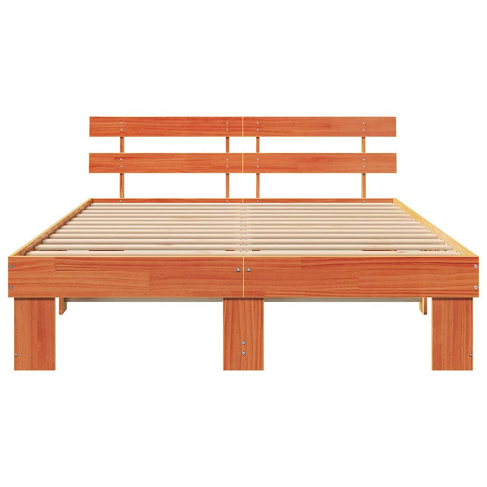 Cadru de pat cu headboard Maro 150 x 200 cm Lemn masiv de pin - WALTI WALTI