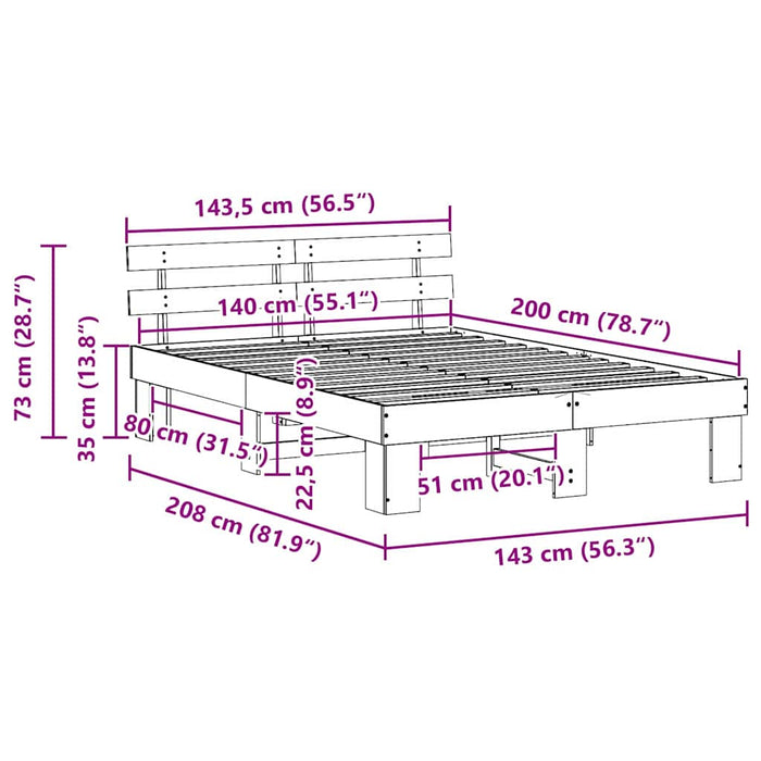 Cadru de pat cu headboard Alb 140 x 200 cm - WALTI WALTI