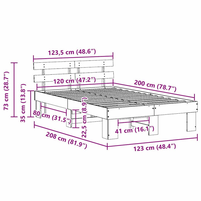 Cadru de pat cu headboard Maro 120 x 200 cm - WALTI WALTI