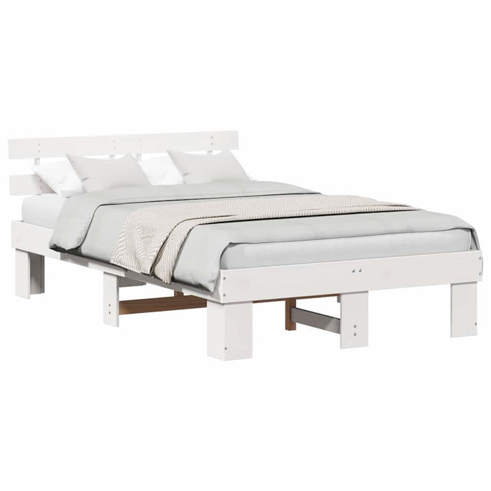 Cadru de pat cu headboard cu sertar Alb 120 x 200 cm - WALTI WALTI