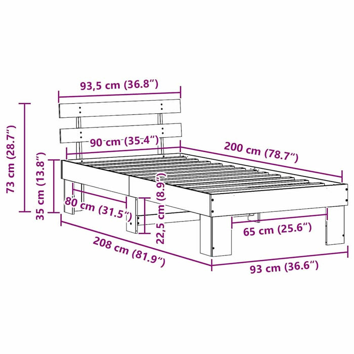 Cadru de pat cu headboard Alb 90 x 200 cm - WALTI WALTI