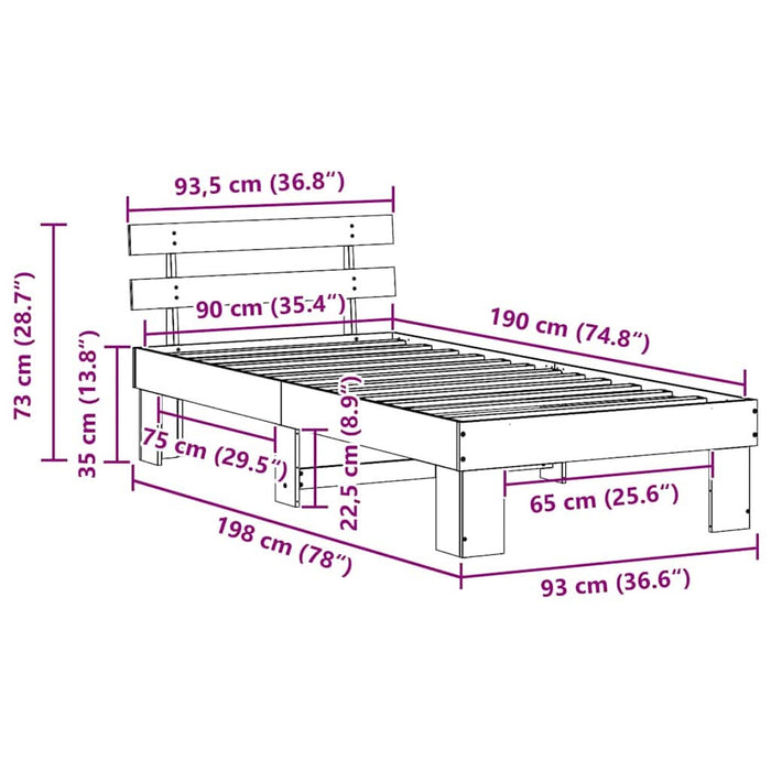 Cadru de pat cu headboard Maro 90 x 190 cm - WALTI WALTI