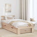 Cadru de pat cu sertar natural 100 x 200 cm Lemn de pin masiv - WALTI WALTI