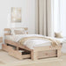 Cadru de pat cu sertar natural 100 x 200 cm Lemn de pin masiv - WALTI WALTI