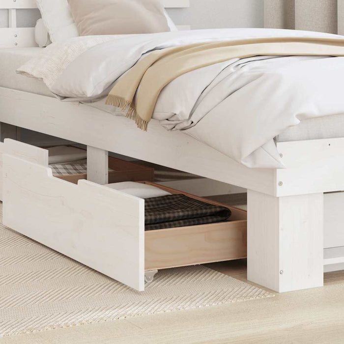 Cadru de pat cu headboard Alb 100 x 200 cm Lemn de pin masiv - WALTI WALTI