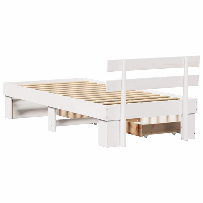 Cadru de pat cu headboard Alb 90 x 200 cm Lemn de pin masiv - WALTI WALTI