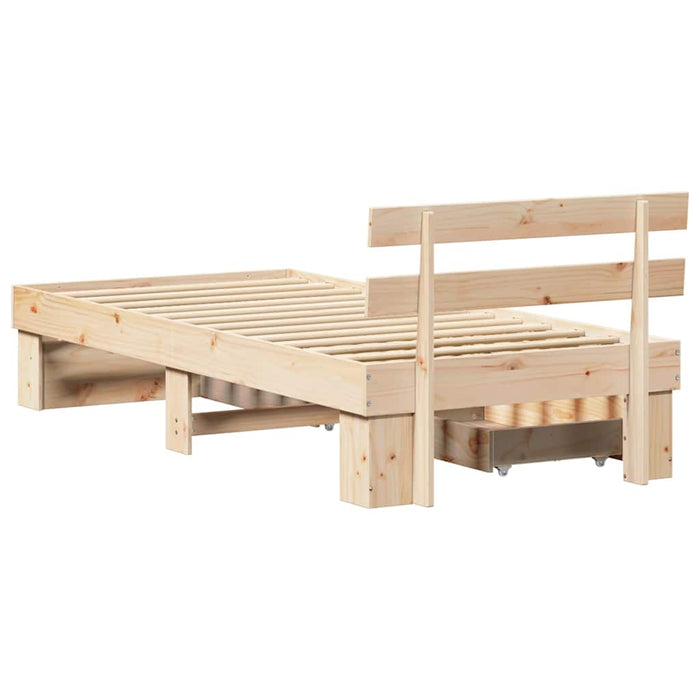 Cadru de pat cu headboard natural 80 x 200 cm Lemn de pin masiv - WALTI WALTI