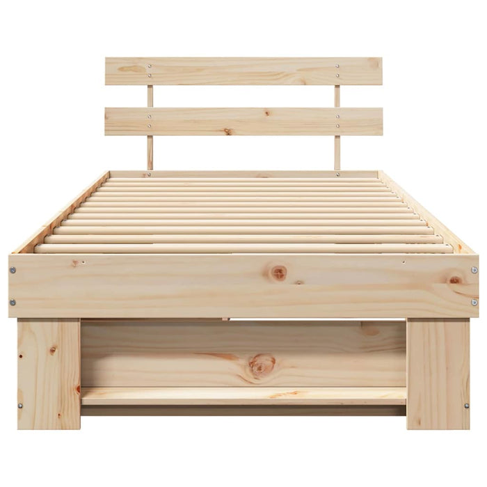 Cadru de pat cu headboard natural 80 x 200 cm Lemn de pin masiv - WALTI WALTI