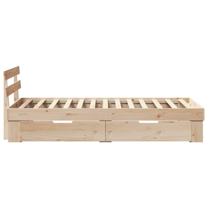 Cadru de pat cu headboard natural 80 x 200 cm Lemn de pin masiv - WALTI WALTI