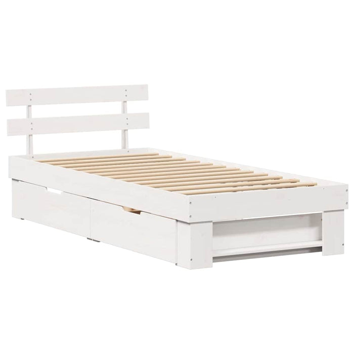 Cadru de pat cu headboard Alb 80 x 200 cm Lemn de pin masiv - WALTI WALTI