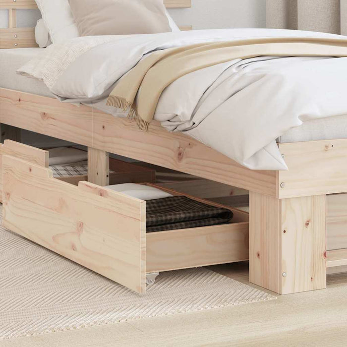 Cadru de pat cu headboard Maro 90 x 190 cm Lemn masiv de pin - WALTI WALTI