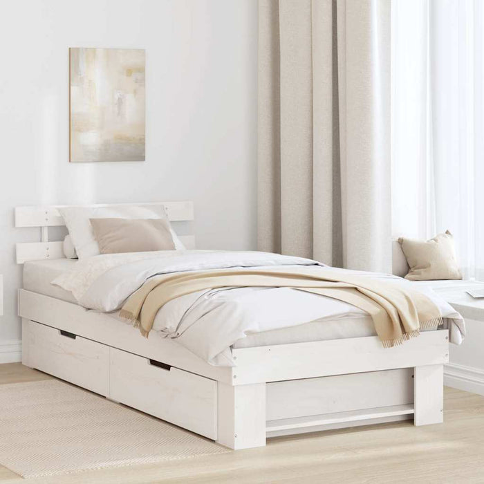 Cadru de pat cu headboard Alb 90 x 190 cm Lemn de pin masiv - WALTI WALTI