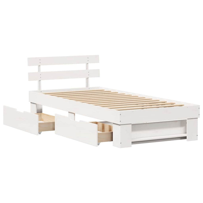 Cadru de pat cu headboard Alb 90 x 190 cm Lemn de pin masiv - WALTI WALTI