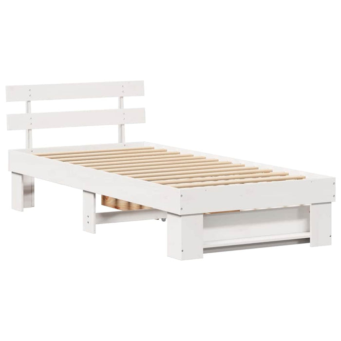 Cadru de pat cu headboard Alb 90 x 190 cm Lemn de pin masiv - WALTI WALTI