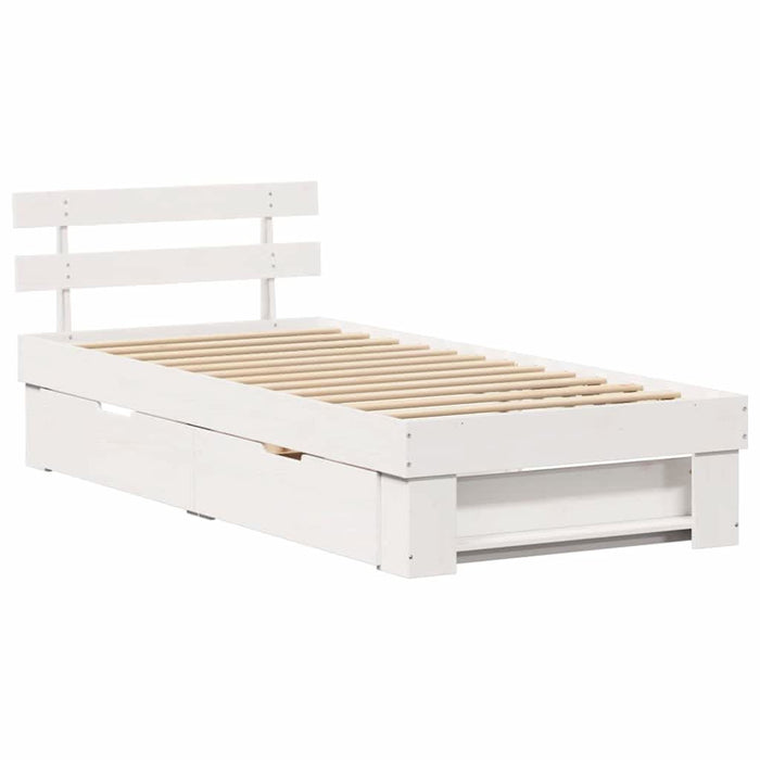 Cadru de pat cu headboard Alb 75 x 190 cm Lemn de pin masiv - WALTI WALTI