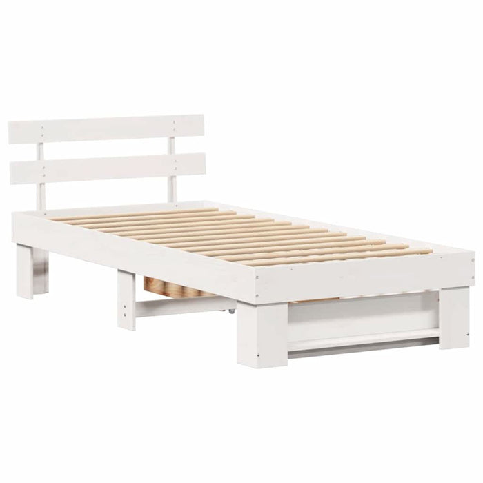 Cadru de pat cu headboard Alb 75 x 190 cm Lemn de pin masiv - WALTI WALTI