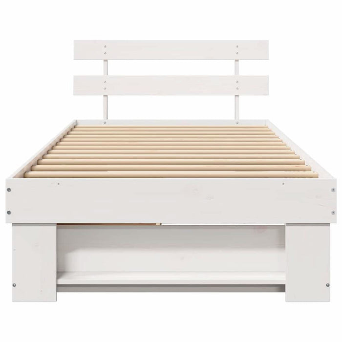 Cadru de pat cu headboard Alb 75 x 190 cm Lemn de pin masiv - WALTI WALTI