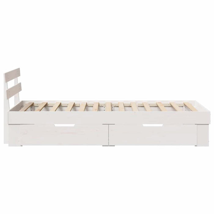 Cadru de pat cu headboard Alb 75 x 190 cm Lemn de pin masiv - WALTI WALTI