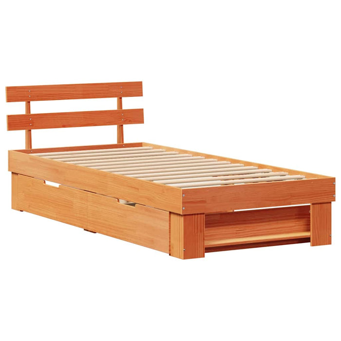 Cadru de pat Maroniu cerat 75 x 190 cm Lemn de pin masiv - WALTI WALTI
