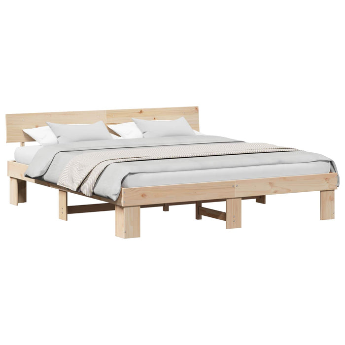 Cadru de pat natural 180 x 200 cm Lemn de pin masiv - WALTI WALTI