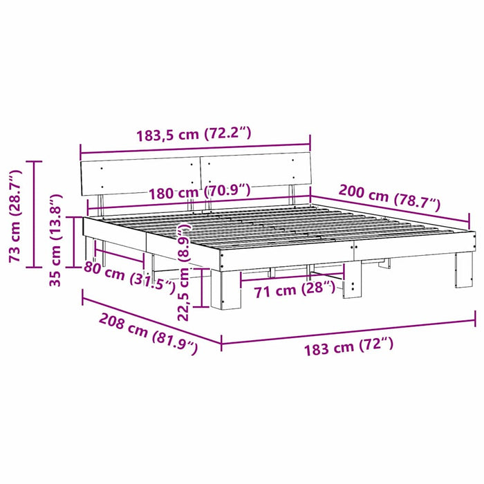 Cadru de pat natural 180 x 200 cm Lemn de pin masiv - WALTI WALTI
