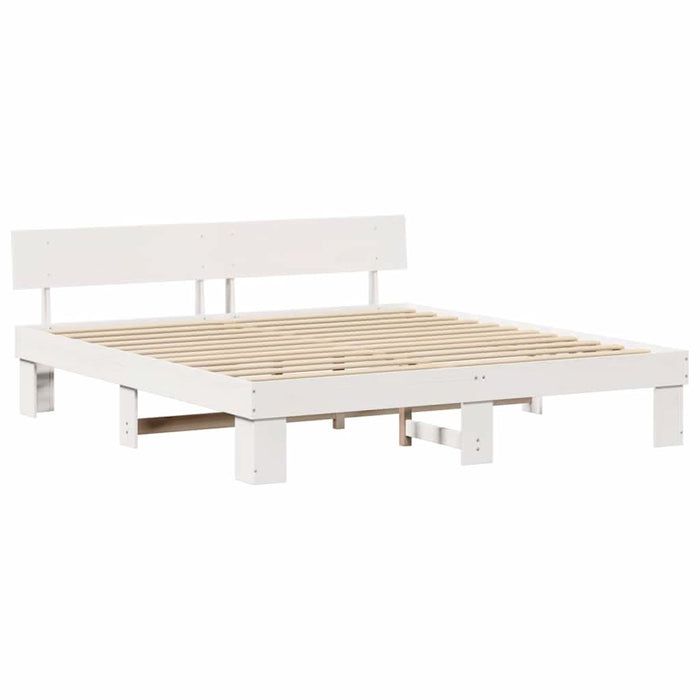 Cadru de pat cu headboard Alb 180 x 200 cm Lemn de pin masiv - WALTI WALTI