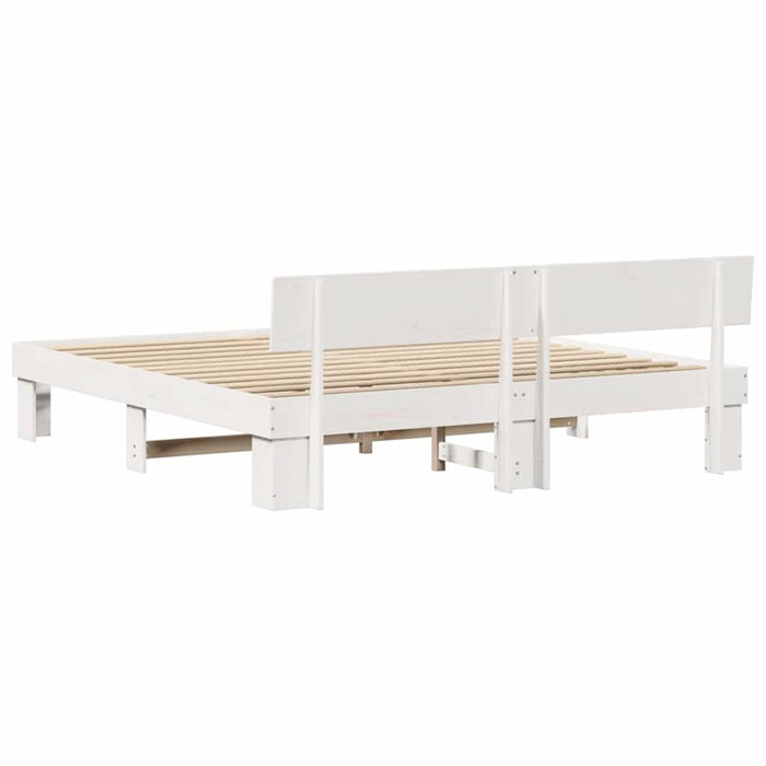 Cadru de pat cu headboard Alb 180 x 200 cm Lemn de pin masiv - WALTI WALTI
