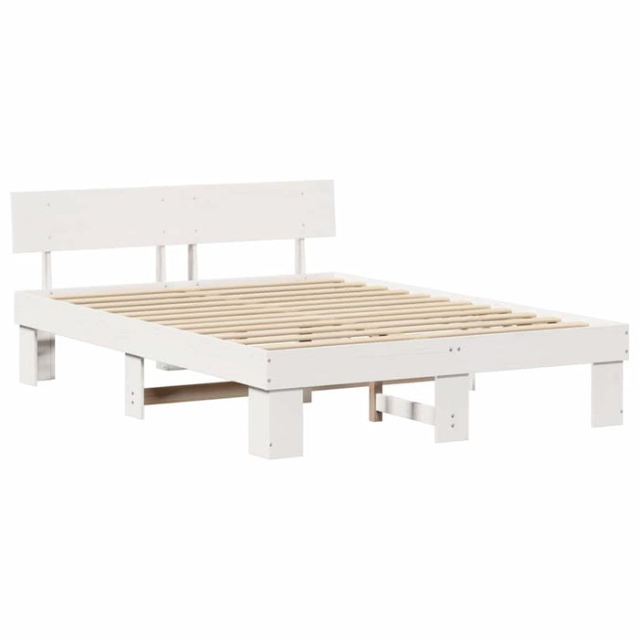 Cadru de pat cu headboard Alb 160 x 200 cm Lemn de pin masiv - WALTI WALTI