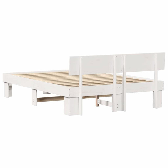 Cadru de pat cu headboard Alb 160 x 200 cm Lemn de pin masiv - WALTI WALTI