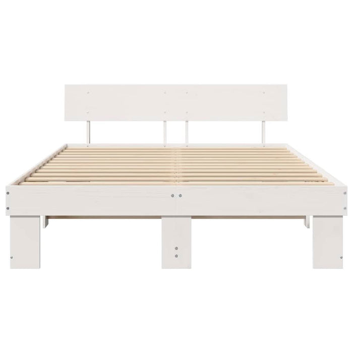 Cadru de pat cu headboard Alb 160 x 200 cm Lemn de pin masiv - WALTI WALTI