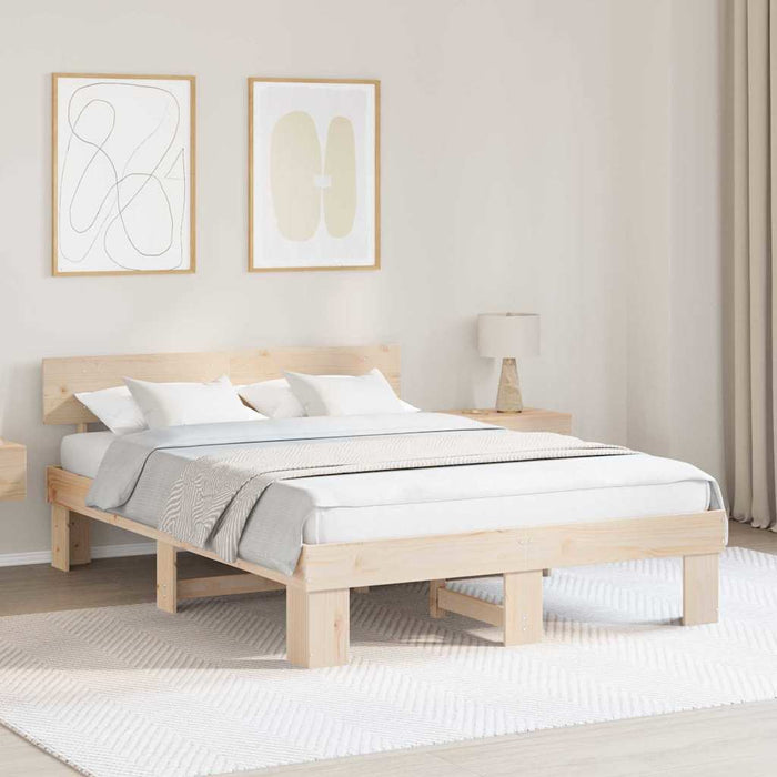 Cadru de pat natural 140 x 200 cm Lemn de pin masiv - WALTI WALTI