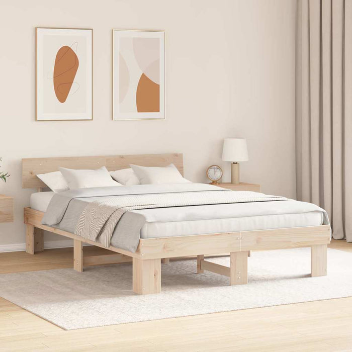 Cadru de pat natural 140 x 200 cm Lemn de pin masiv - WALTI WALTI