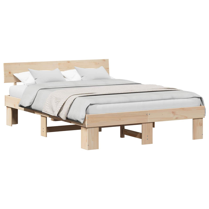Cadru de pat natural 140 x 200 cm Lemn de pin masiv - WALTI WALTI
