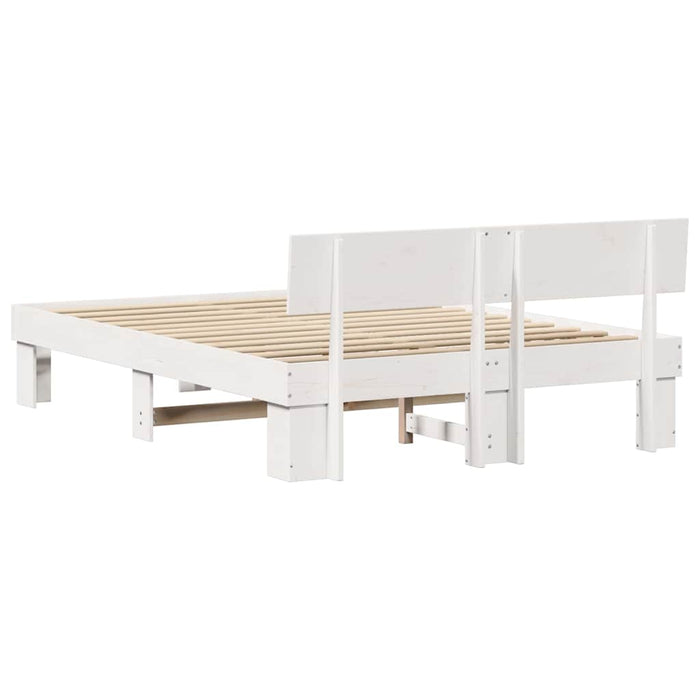Cadru de pat cu headboard Alb 140 x 200 cm Lemn de pin masiv - WALTI WALTI