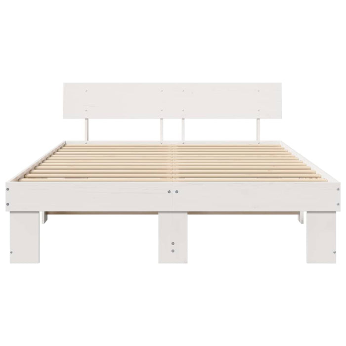 Cadru de pat cu headboard Alb 140 x 200 cm Lemn de pin masiv - WALTI WALTI