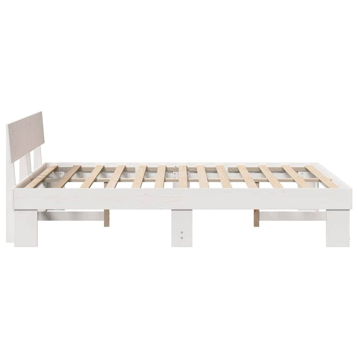 Cadru de pat cu headboard Alb 140 x 200 cm Lemn de pin masiv - WALTI WALTI