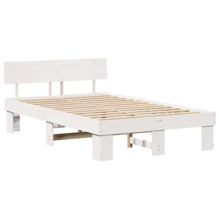 Cadru de pat cu headboard Alb 120 x 200 cm Lemn de pin masiv - WALTI WALTI