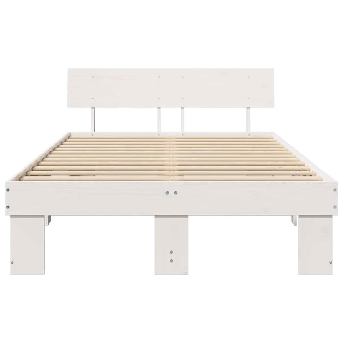 Cadru de pat cu headboard Alb 120 x 200 cm Lemn de pin masiv - WALTI WALTI