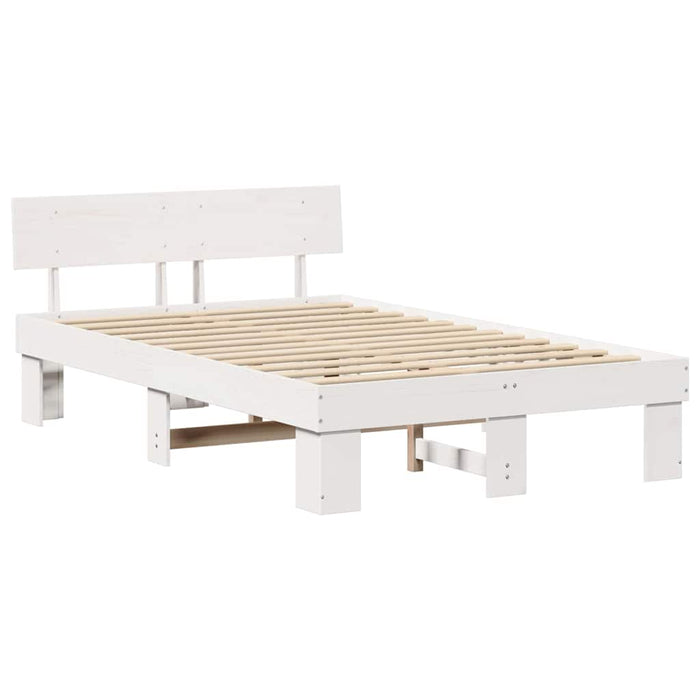 Cadru de pat cu headboard Alb 140 x 190 cm Lemn de pin masiv WALTI