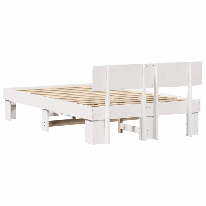 Cadru de pat cu headboard Alb 140 x 190 cm Lemn de pin masiv WALTI