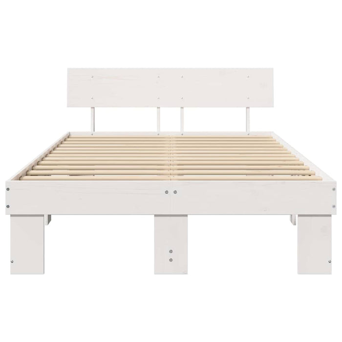 Cadru de pat cu headboard Alb 140 x 190 cm Lemn de pin masiv WALTI